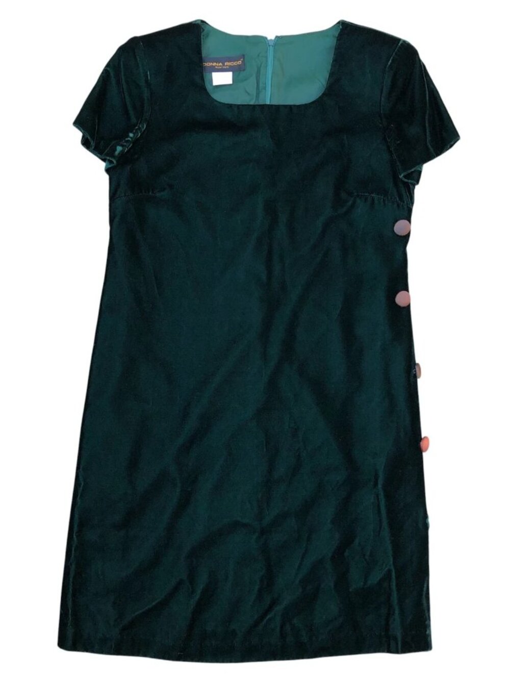 Vintage DONNA RICCO New York Velour Dress Women's 8 Designer Rayon Short Sleeve